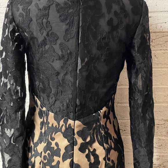 MILANO Black Lace Full Length Cocktail Formal Dress  8 #E1883 - Picture 8 of 15